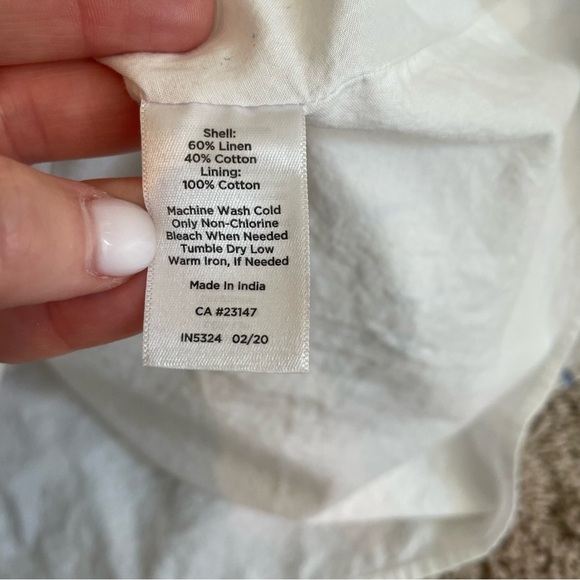 Talbots Tiered Linen Maxi Dress With Light Blue Stripes - Picture 12 of 14